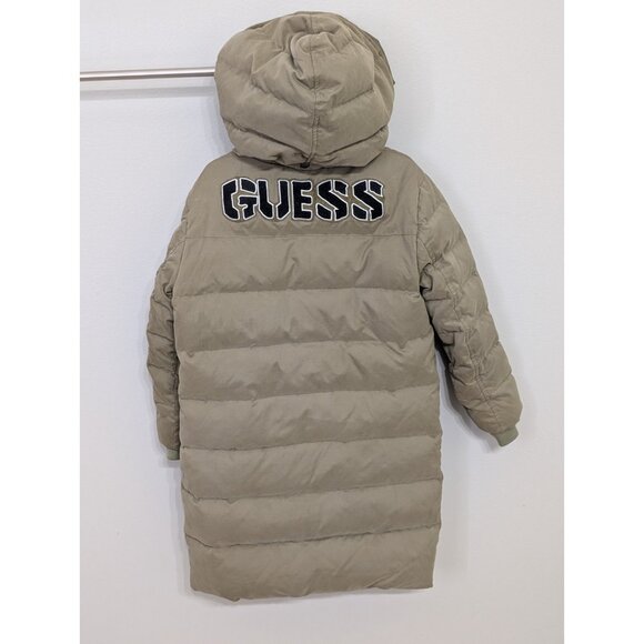 Guess Mid-Length Puffer Jacket Down Hooded Boys Sz 8 Patches Spellout - Picture 6 of 16